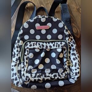 Betsey Johnson Black and White Polka Dot  Backpack